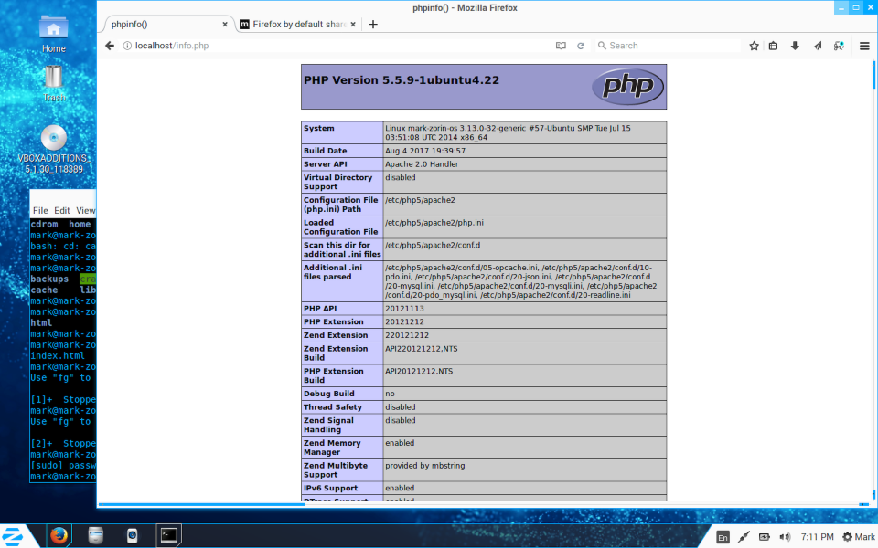 Zorin PHP info